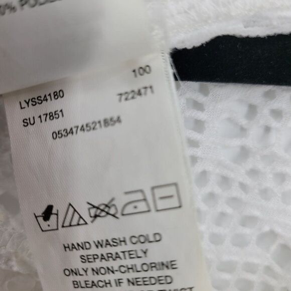 Laundry by Shelli Segal Swimsuit Coverup S White Lace 3/4 Sleeve Tunic Tie Neck - Picture 11 of 14